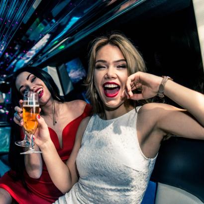 Luxurious ride in Berlin's hummer limo with hot strippers