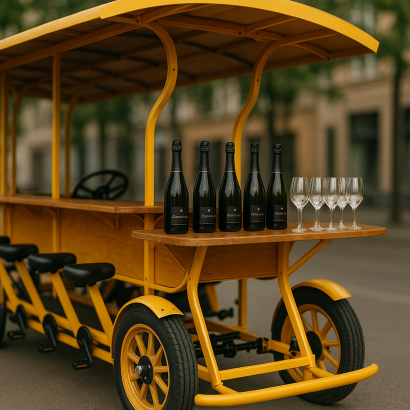 Bubble bottles in a Berlin prosecco bike for stag groups to paddle 